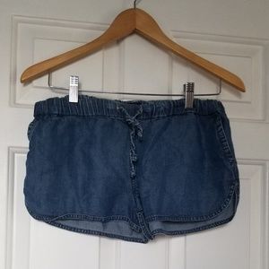 J crew denim elastic waistband shorts